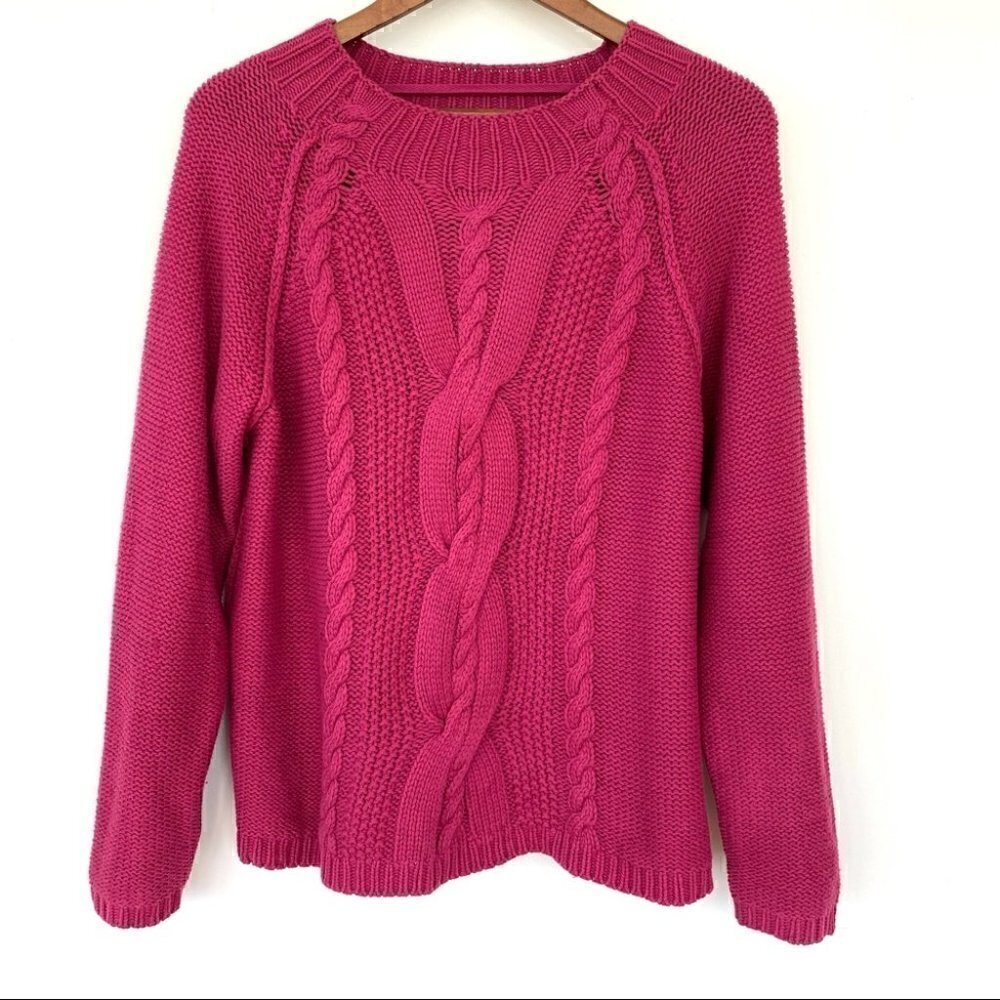 J. Jill  cable knit sweater with raglan sleeves and mock turtleneck, NWT
